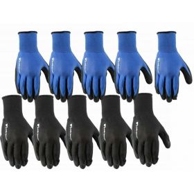 10 Pairs Wells Lamont Foam Latex Work Gloves Black & Blue Size: L
