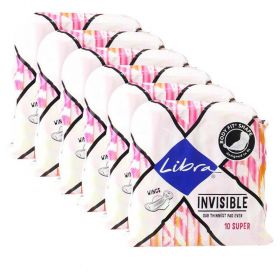 6 x LIBRA Invisible Super Absorbent 10PK Sanitary Pads With Wings
