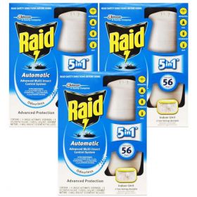 3 X Raid Automatic Multi-Insect Indoor Insect Control System Refill 185g