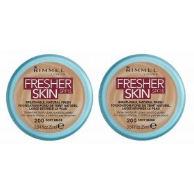 2 X Rimmel London Fresher Skin Foundation, 200 Soft Beige, 25 ml
